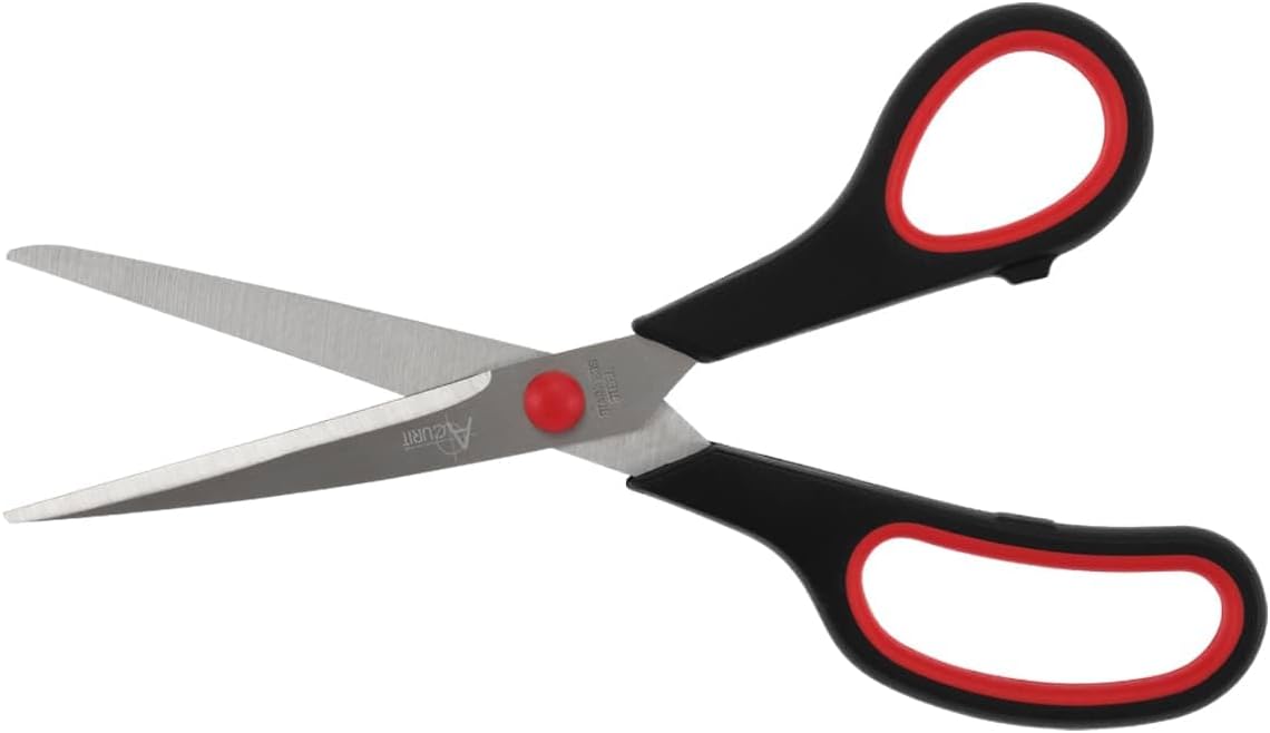 Acurit8" Multipurpose Comfort Grip Stainless Steel Office Scissors - Right or Left Hand Scissors for Office Use – Rust and Wear-Resistant Blades, Precise Cuts for Mixed Media Crafts