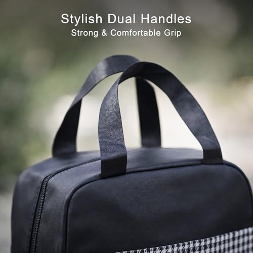 Image of The Earth Store DT Blace Check Insulated Lunch Bag for Office, Men, Women | Travel Tiffin Bag with Handle, Waterproof & Leakproof | Reusable Thermal Lunch Box Bags