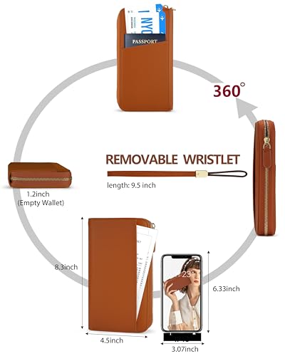 Image of Large Wallet for Women, Clutch Wallet with Passport Holder | RFID Wallet for Women, Zipper Clutch Purse, Passport Holder for Travel, Multiple Card Slots, Phone Pocket, Wristlet Strap