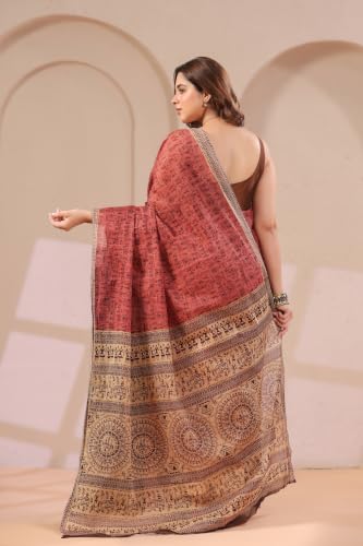 Image of TAMAIRA FASHION Mulmul Pure Cotton Saree For Woman Warli Printed |Office Wear Daily Wear Sarees For Women Without Blouse Piece(Available in 16 Colours)
