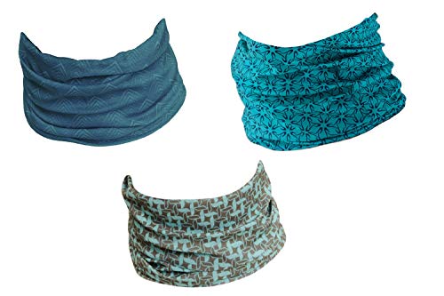 Hilltop Lot de 3 écharpes multifonctions Echarpe tube pour homme, femme et enfant - Tour de cou moto - Cache-cou de sport - Lot de 3 modèles fashion