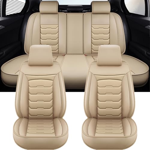 Housse de siège voiture Fiat 500 Hybrid beige en cuir PU imperméable