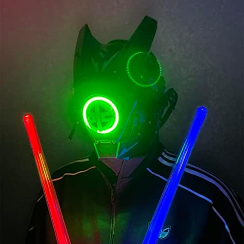 Masque Cyberpunk Cosplay UTTXR - Effets Lumineux, Dreadlocks Mécaniques - Pour Fêtes Et Halloween