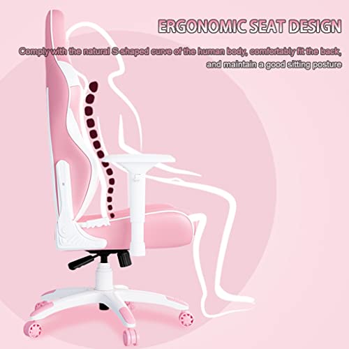 ZYCSH Sedia da Gioco Rosa Fresco Tenero per Ragazze, Sedia Gaming con Reclinabile 160°, Portata 150 Kg/330,7 Libbre - Sedia gaming - Immagine 4