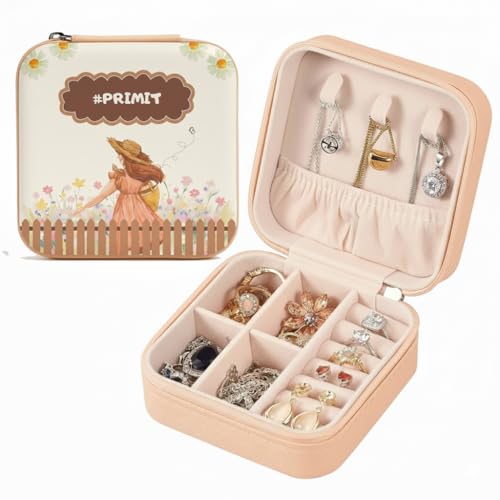 Image of PRIMIT Personalized Jewelry Box with Name & Birth Flower - Custom Travel Jewelry Organizer Case - Bridesmaid, Birthday, Christmas Gift for Women & Girls (Flower Girl)