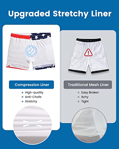 Image of maamgic Mens Swim Trunks with Compression Liner 5 Inch, Quick Dry Bathing Suit with Zipper Pockets, No-Chafing Swim Shorts