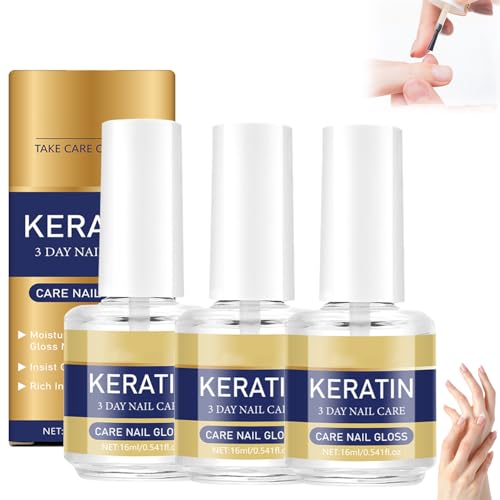 3pcs Keratin Nail Care Oil Keratin 3 Days Nail Care Oil Deeply Moisturizing Treatment For Strong Glossy Nails Contains Aloe Vera & Lavender Cuticle Oil Repairs Dry Weak Nails (16ml)