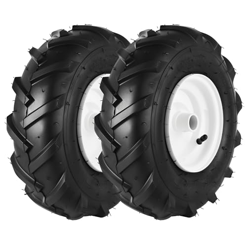 AR-PRO (2-Pack) 13x5.00-6 Tire and Wheel Assembly 4-Ply Pneumatic Tiller Tires 3/4 Bore & 3-1/8 Centered Hub Compatible with Craftsman & Troy-Bilt Tiller Garden Tractor Trailer & Trenchers