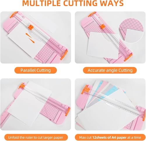 ماكينة تشذيب الورق الدقيقة من مكلي هوم مع مسطرة قابلة للسحب، متوافقة مع مقاس A4/A5، قاطع محمول بحافة مستقيمة لدفتر القصاصات والورق والحرف اليدوية والصور والملصقات والبطاقات