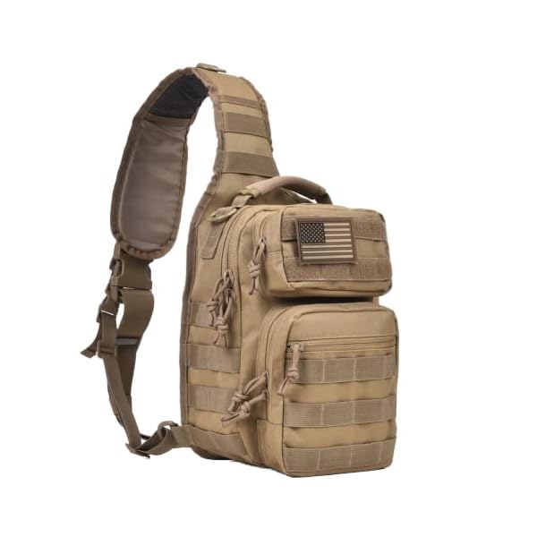 REEBOW-GEAR-Tactical-Sling-Bag-Military-Single-Shoulder-Backpack-Pack-Range-Bags-Tan REEBOW GEAR Tactical Sling Bag Military Single Shoulder Backpack Pack Range Bags Tan