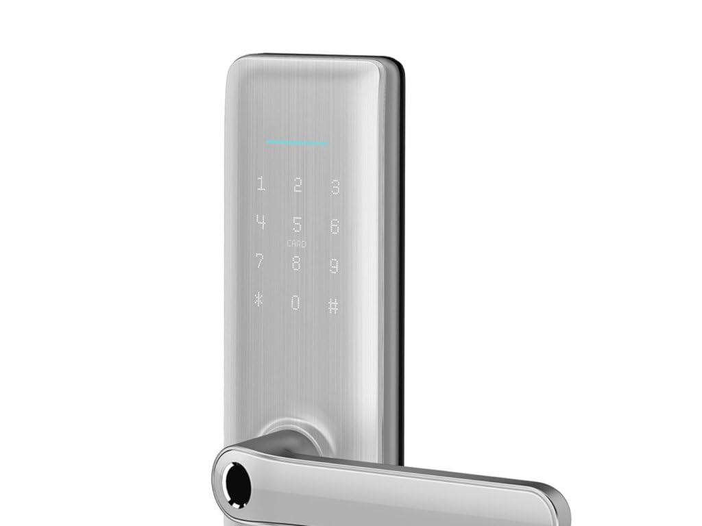 BOT Elektronisches Türschloss TTLock H3, Silber – Smart Doorknob mit Fingerabdruck, Bluetooth, Smart-Funktion