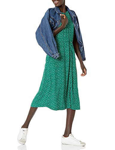 Image of Amazon Essentials Women's Fit and Flare Half-Sleeve Waisted Midi A-Line Dress with Pockets