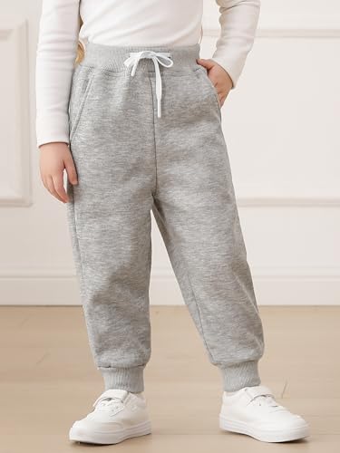 Image of Resinta 3 Pack Toddler Girls' Fleece Pants Baby Casual Pull On Active Sweatpants Warm Joggers with Pockets Drawstring