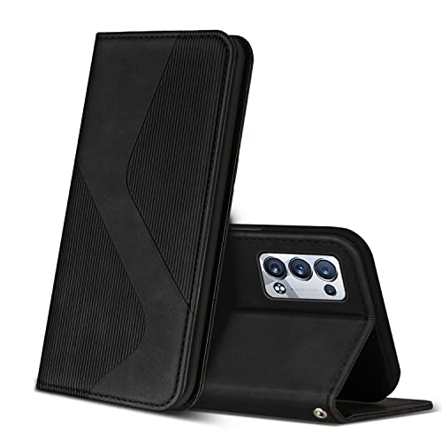 ZONNAVI Cover per Oppo Reno 6 PRO 5G, Flip Custodia Pelle PU con [Slot Cart] [Supporto Stand] [Magnetica], Cover a Libro Portafoglio per Oppo Reno 6 PRO 5G (Nero)