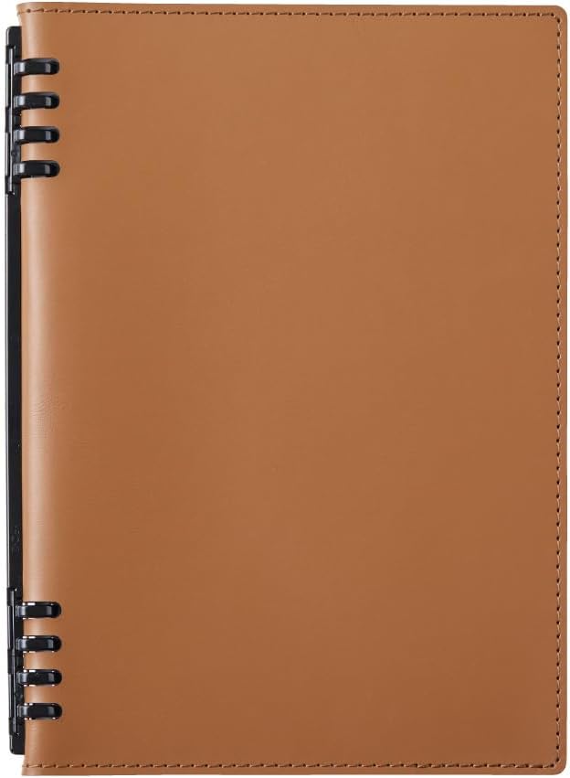 King Jim 9854TELU-CA Ring Notebook, Teflene Lefeface U, Synthetic Leather, A5, Camel
