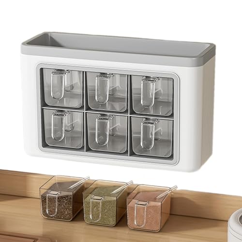 Caja de sal de pared para uso doméstico, tarro de condimentos de cocina | Estantes de azúcar de cocina - Juego de tarros de condimentos adhesivos de pared para el hogar, cocina, restaurante,
