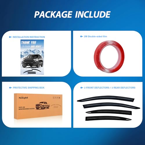 Image of Nilight Tape-On Rain Guards for Honda Civic 2012-2015, 4PCS