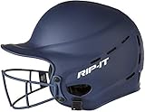 RIP-IT | Vision Pro Softball Batting Helmet with Face Mask | Matte Navy | M/L | Lightweight Women’s Sport Equipment