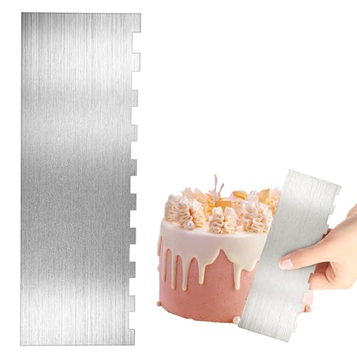 Exbrith Espatula Reposteria Rascador de Metal, 22 x 7,7 cm, Peine para Decoración de Tartas, Herramientas de Cocina para Hornear, para Decoración de Pasteles Pasteleria