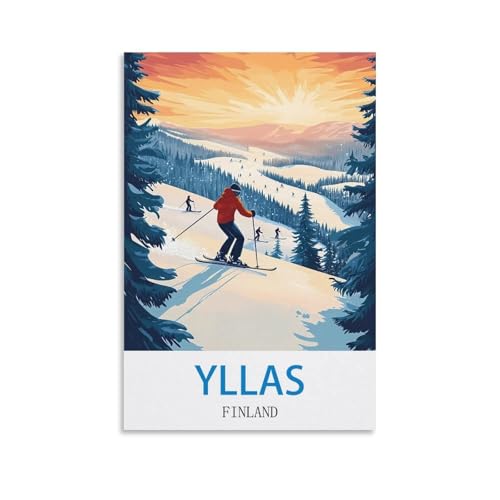 Yllas Poster de voyage vintage Finlande 50x75 cm pour salon