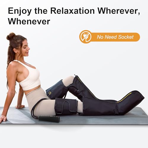 Image of QUINEAR Leg Air Compression Massager, Cordless Foot Calf Thigh Massager with Remote, Rechargeable Leg Massager with 10 Intensities & 3 Modes for Swollen Legs & Muscle Relief, FSA-HSA Eligible