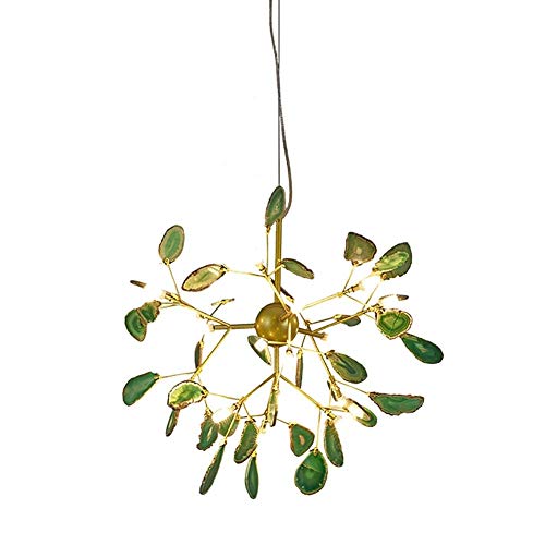 Suspension spoutnik agate rose cadeau anniversaire romantique plafonnier LED 16 lumières