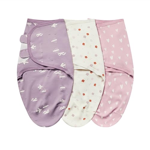 Image of insular Baby Swaddle Wrap, Swaddle Blanket for Newborn and Infant, Adjustable Swaddling Set for Boy and Girl, Soft Cotton Baby Sleep Sack 3 Pack, Seagull, Small(0-3 Month)