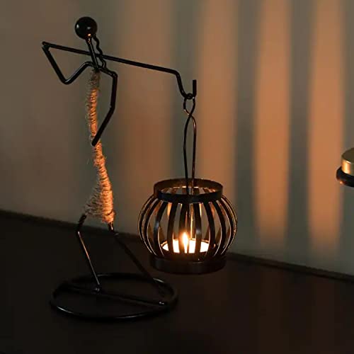 Image of LIFEHAXTORE Iron Candle Holder | Handmade Figurines | Home Decor Accessories - (Pack of 1, Black)