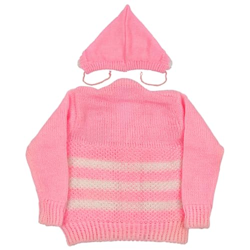 Image of Baby Woolen Sweater for Boys & Girls | Soft Knitted Winter Cardigan | Warm Full Sleeve Winter Wear for Newborn, Infant & Toddler Combo Pink & Maroon (0 to 3 Months) Pack of 2