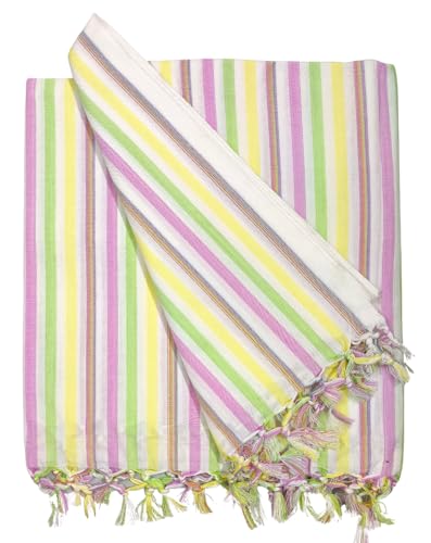 Image of Arvore Bunkaar Pure Handloom 100% Soft Desi Bamboo Viscose Soft Bhagalpuri Andi Chadar /Summer Blanket /Khes /Top Sheet /AC Blanket /Odhne wali Chadar (Multi Color New, Striped, 1, Bhagalpuri Chadar)