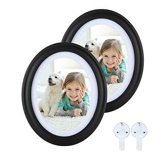 Bilderrahmen, oval, 17,8 cm, Glas, Wand und Tisch, Schwarz, 2 Stück Cover