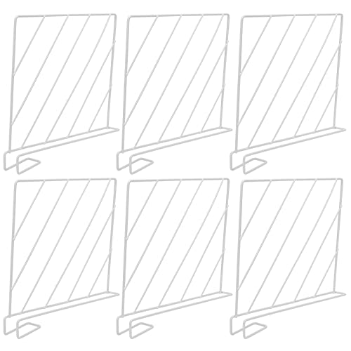 Hiziwimi Lot de 6 séparateurs d'étagères en métal Blanc, séparateur d'étagères Multifonctions, Organiseur de vêtements réglable, séparateurs Blancs Creux pour Rangement, Placard et étagères de Bureau Cover