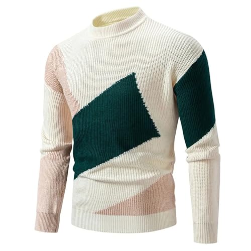 Men's Contrasting Knitted Pullover Sweater Half Turtleneck Casual Street Warm Top2