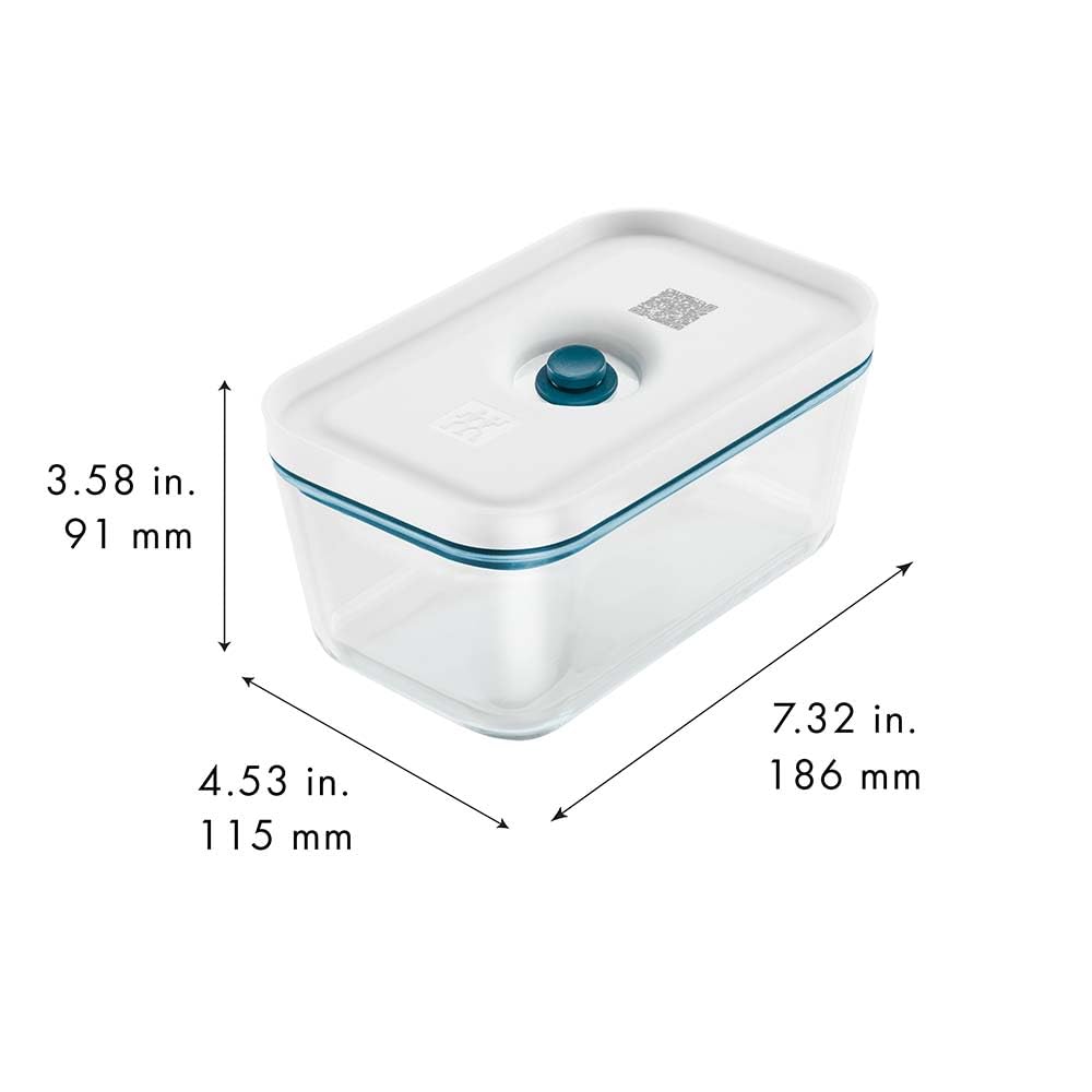 ZWILLING Fresh & Save recipiente de vacío tamaño M, vidrio, con tapa de vacío, azul