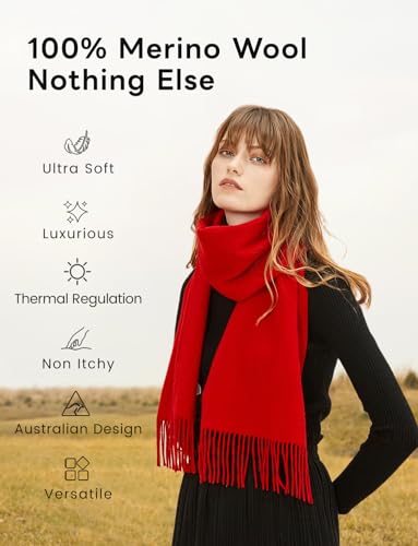100% Merino Wool Scarf–Australian Made Luxury Wraps for Women-Cashmere Pashmina Soft–Lightweight Travel Shawl3