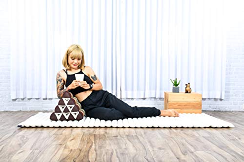 Image of Leewadee Triangle Cushion - Comfortable Backrest for TV or Reading, Incline Pillow for Relaxing Made of Kapok, 20 x 13 x 13 inches, Brown