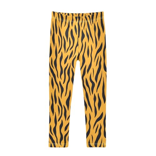 Tiger Skin Print Girls Leggings Ultra Soft Compression Yoga Gym Pants for Kids 4-10T