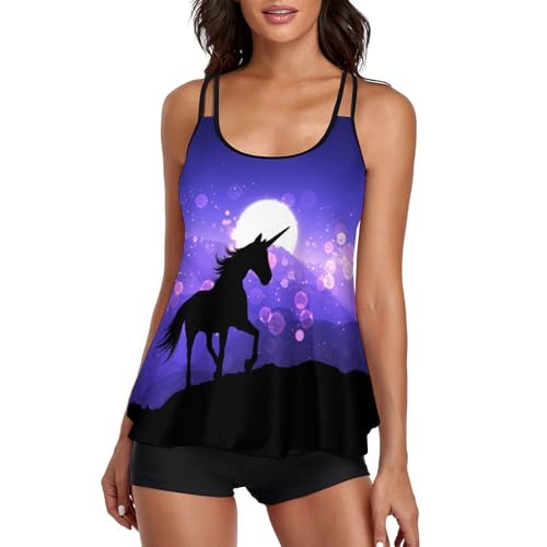 Maillot de bain tankini violet licorne pour vos journées farniente