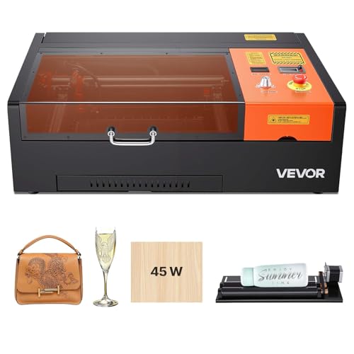 VEVOR 45W CO2 Laser Engraver, 12 x 8 in, Desktop CO2 Laser Engraver Cutter Machine with Rotary Axis,...