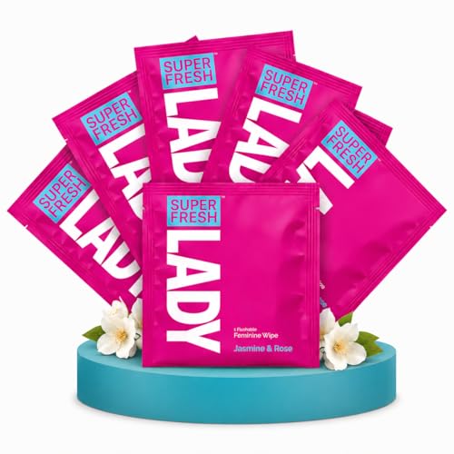 Lady Parts Feminine Wipes for Women, Flushable, pH Balanced, Travel Size, Intimate Wipes Individually Wrapped & Lightly Scented Feminine Hygiene Products, Gentle Personal Hygiene Essentials, 20 Count