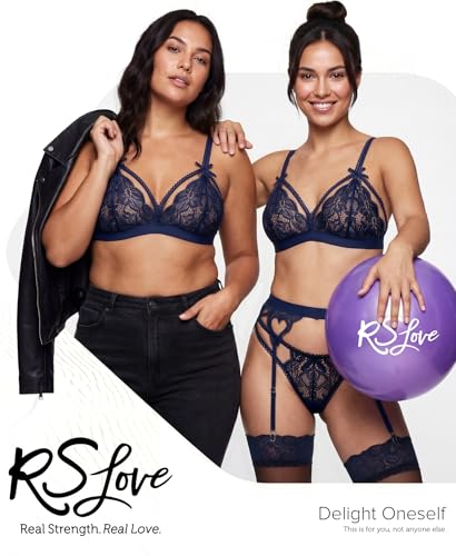 Image of RSLOVE Women Lingerie Set with Garter Belt | Heart Cutout Lace Design, Adjustable Fit, Soft Stretch Fabric, 3 Piece Romantic Lingerie Set