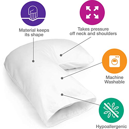Image of DMI Body Pillow, Side Sleeper Pillow and Pregnancy Pillow with Contoured Support to Eliminate Neck, Back, Hip, Joint Pain and Sciatica Relief with Removable Washable Cover, Firm, U Shape Neck Pillow