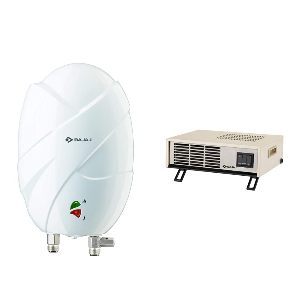 Buy Bajaj Flora Instant 3 Litre Vertical Water Heater, White (Free  Installation from Brand) u0026 Bajaj Blow Hot 2000 Watts Fan Forced Circulation  Room Heater Online at Low Prices in India - Amazon.in