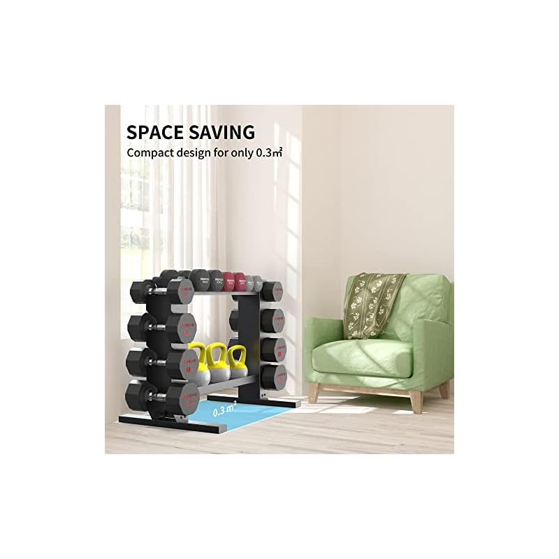 PROIRON Compact Dumbbell Rack, Weight Rack for Dumbbells Kettlebells Home Gym Storage, Multi-layer Weights Stand Holder (Rack Only) - Image 7