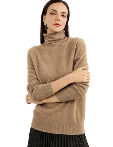 100% Pure Cashmere Women's Sweater Turtleneck Long Sleeve Warm Soft 2025 Fall Winter Knit Pullover