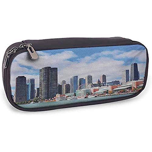Bolsa de lpices Chicago Skyline Diseo nico Cielo nublado en la ciudad Contemporneo Centro de los Estados Country Country Panorama