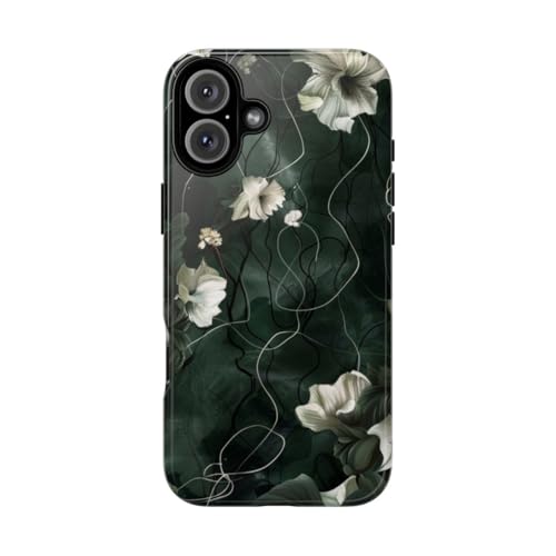 Coque rigide verte iPhone 16 Plus fleurie protège des rayures et chocs