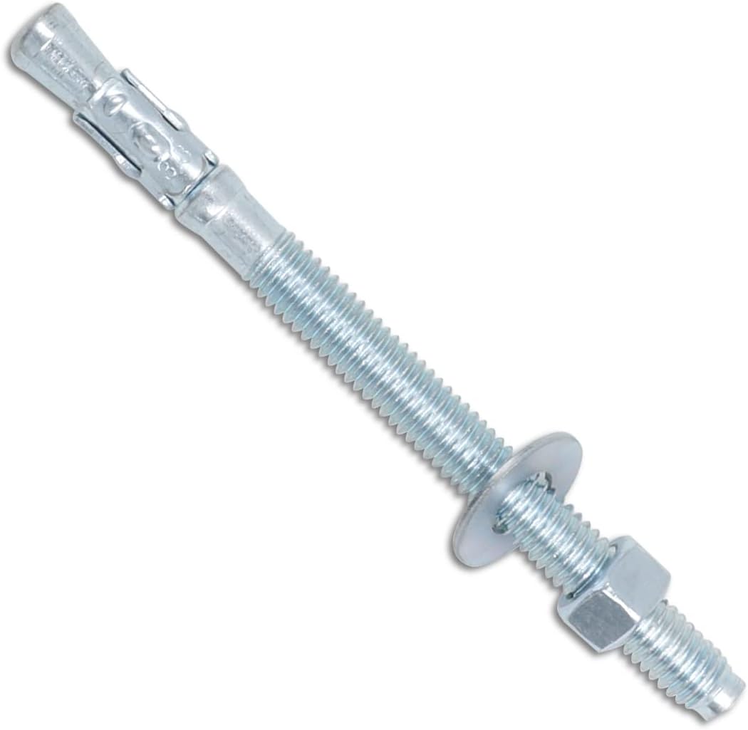 1/2" x 5-1/2" Wedge Anchor Zinc Plated, Heavy Duty Fastener Wedge Anchors for Cement and Concrete, Carbon Steel Anchor Bolts (12 pcs)