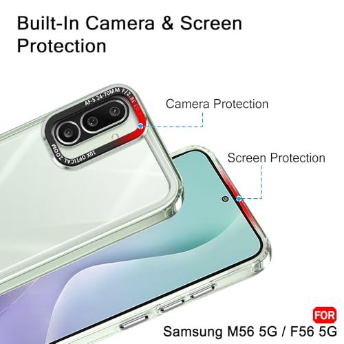 Image of TheGiftKart Hybrid Shockproof Back Cover Case for Samsung Galaxy M56 5G / F56 5G | Stylish Camera Border | Electroplated Buttons | Crystal Clear Hard Back Cover Case (TPU & PC, Transparent Bumper)