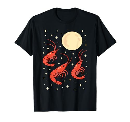 Funny Prawn Howling at The Moon Shrimp Lovers Maglietta